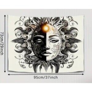 New Black and White Sun Tapestry Wall Hanging, Third Eye, boho wall decor